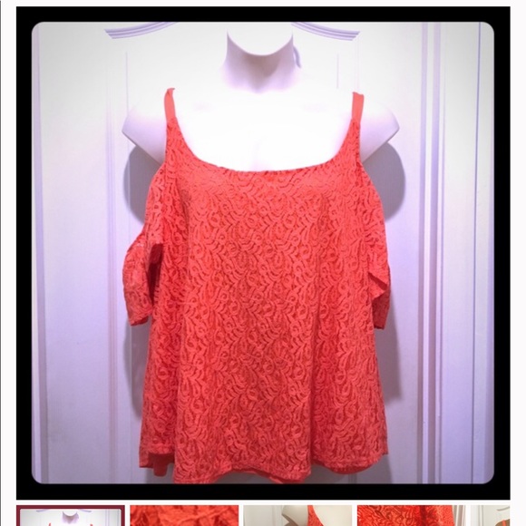 Jessica Simpson Tops - Jessica Simpson off shoulder coral lace XL top